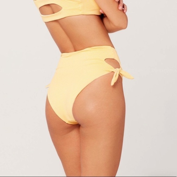 NWT L*SPACE Bummin Bikini Bottom Plaid Sunshine - Picture 2 of 5